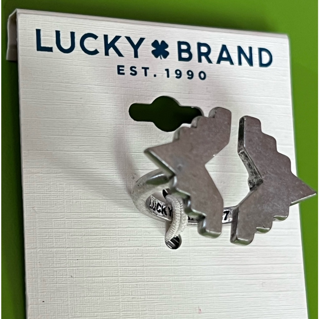 7 Ring Lucky Brand New Southwest Geometric Step Pattern Modern Statement